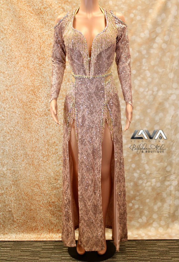 Rose Gold Sequin Gown (S/M)