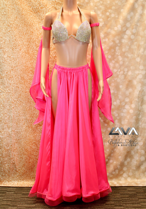 Neon Pink 3 - Panel Skirt w Arm veils
