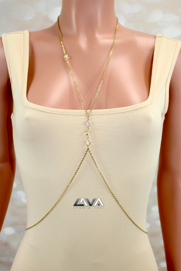 Crystal & Gold Body Chain (S)