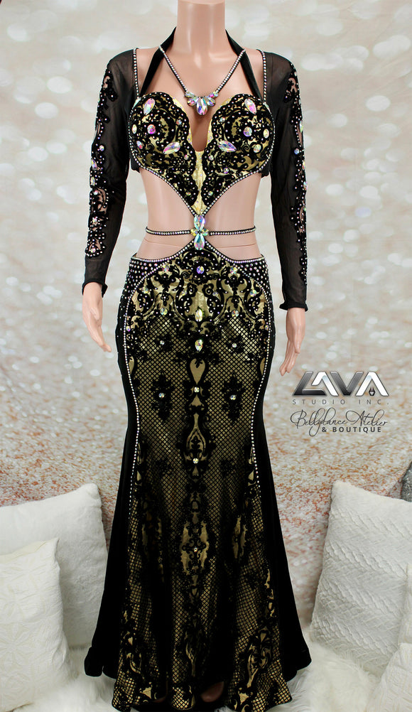 Black Lace & Gold Gown (M/L)