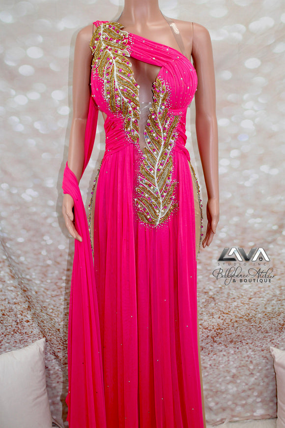 Hot Pink Mesh Gown (M/L)