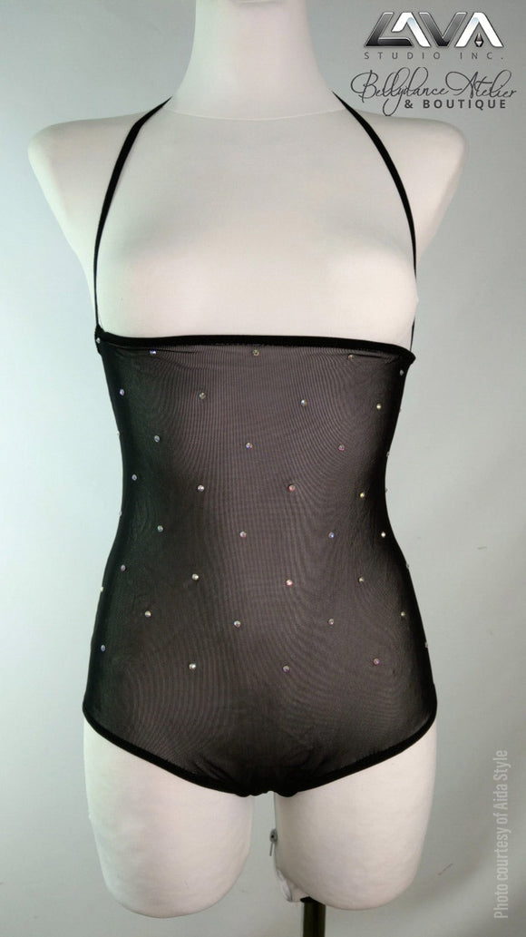 Mesh Bodysuit with Crystals